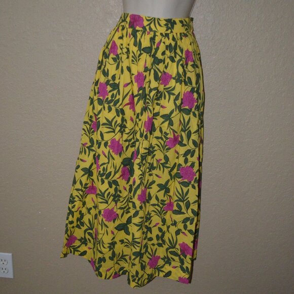 NWT $266 Sz XS BEYOND by Vera Anna Tuscan Gardens Gold Floral Midi Skirt - Picture 3 of 9